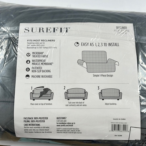 Surefit recliner cover. Color Grey.   Limit 1 per bundle due to weight. - Picture 3 of 4